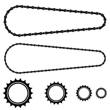 Set of Different Bicycle Chain Frames Isolated on White Background イラスト素材