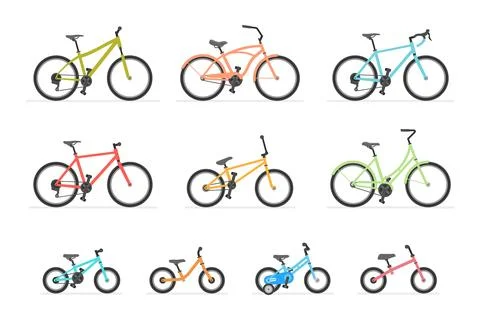 Set of different bicycles Stock Illustration