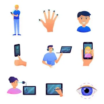 Set of different biometric type of security for home or office Stock Illustration