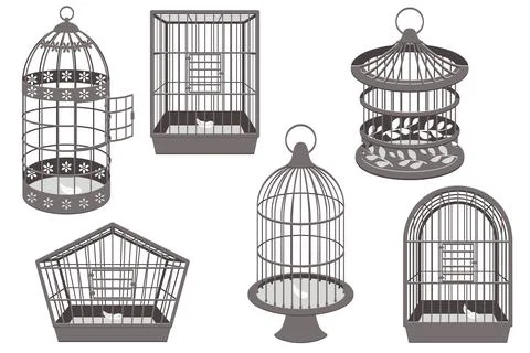 Set of different bird cages Stock Illustration