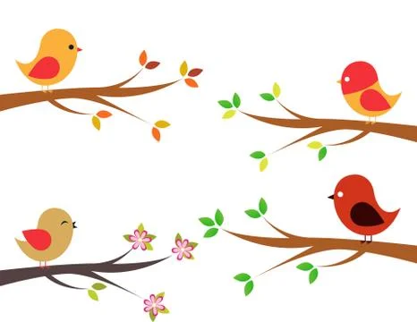 Set of different birds Stock Illustration