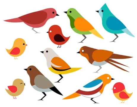 Set of different birds Stock Illustration