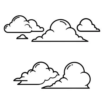 Set of Different Black and White Clouds for Various Designs Stock Illustration
