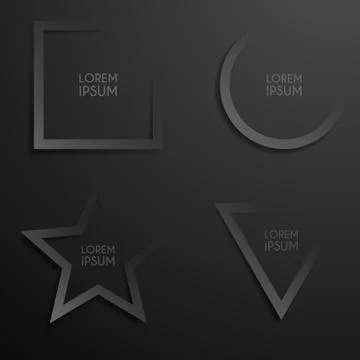 Set of different black shape frames Stock Illustration