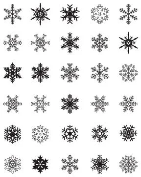 Set of different black snowflakes Stock Illustration