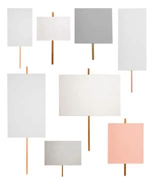 Set with different blank protest signs on white background Stock Photos