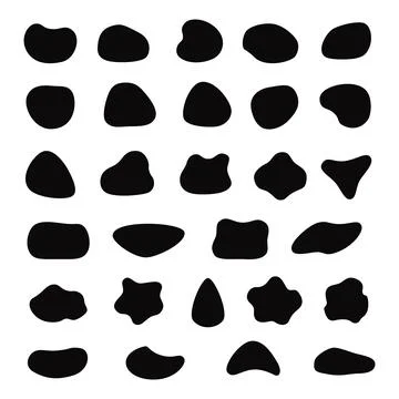 Set of different blotch shapes. Random abstract liquid shapes, round abstract Stock Illustration
