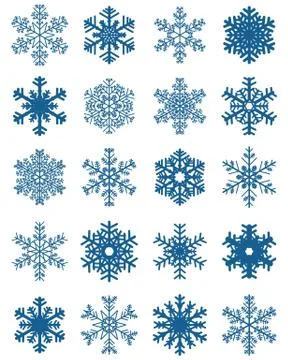 Set of different blue snowflakes Stock Illustration
