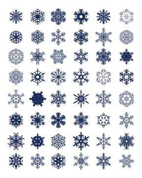 Set of different blue snowflakes Stock Illustration