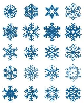 Set of different blue snowflakes Stock Illustration
