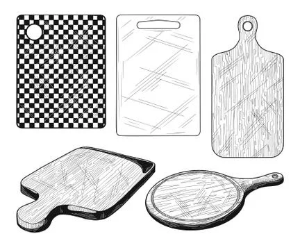 Set of different boards for cutting. Vector Stock Illustration