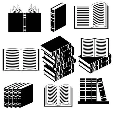 Set of Different Book Icons Set of Different Book Icons Isolated on White ... Stock Photos