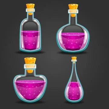 Set of different bottles with elixir Stock Illustration