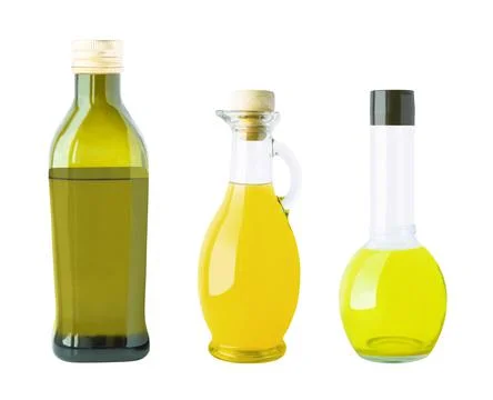 Set of different bottles of oils 스톡 사진
