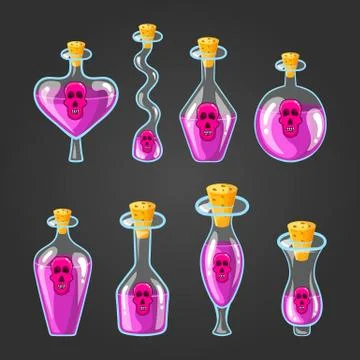 Set with different bottles of potion Stock Illustration