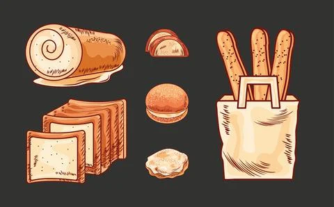 Set different breads Stockillustratie