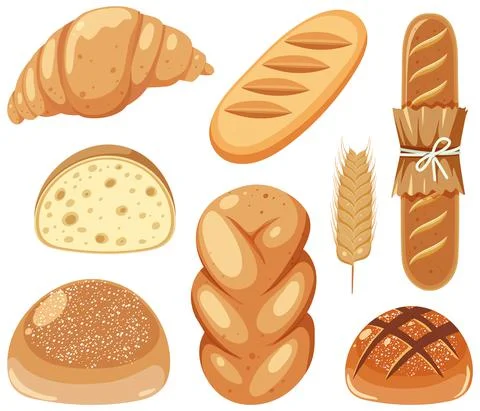 Set of different breads Stockillustratie