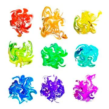 Set of different bright colourful paint splashes on white Stock Illustration