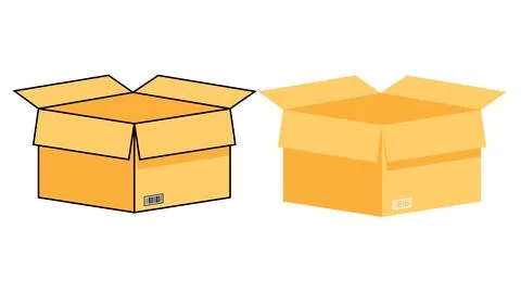 Set of different brown cardboard packaging boxes, collection of cardboard Stock Illustration
