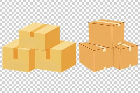 ??????? - Set of different brown cardboard packaging boxes. Collection of c.. Stock Photos
