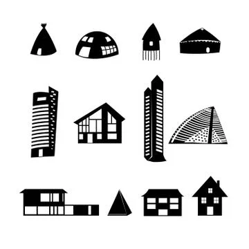 Set of different buildings Stock Illustration