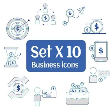 Set of different business icons Vector Stock Illustration