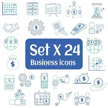 Set of different business icons Vector Stock Illustration