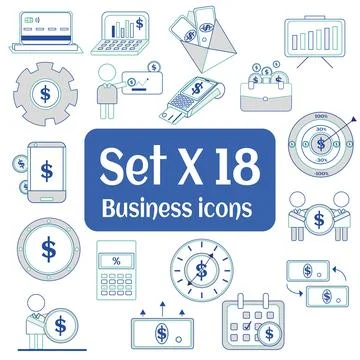 Set of different business icons Vector Stock Illustration