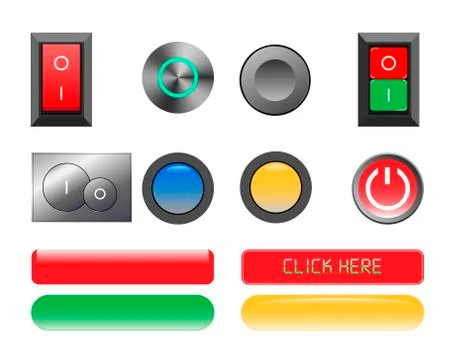 Set of different buttons for web sites. Vector illustration. Stock Illustration