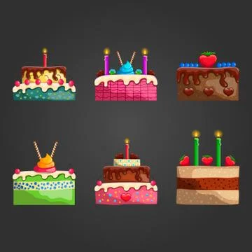 Set with different cake Stock Illustration