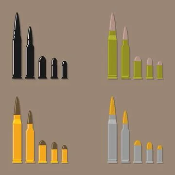 Set of different caliber bullets Stock Illustration