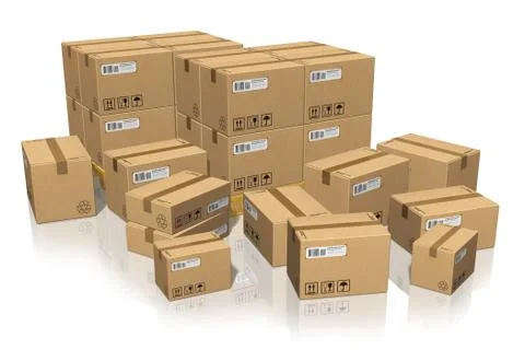 Set of different cardboard boxes Stock Illustration