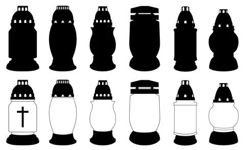 Set of different cemetery memorial candles Illustration