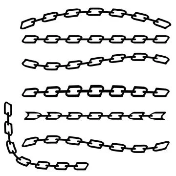 Set of Different Chain Isolated on White Background 库存插图