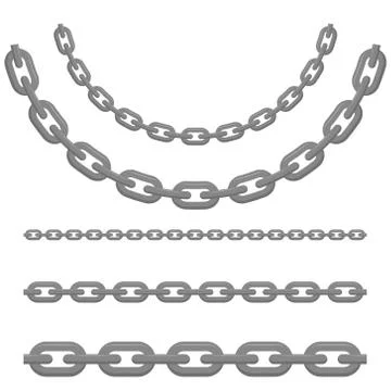 Set of different chains. Vector illustration. Isolated. Stock Illustration