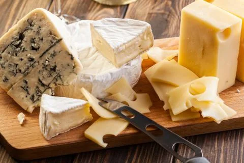 Set of different cheeses Stock Photos