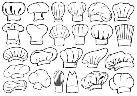 Set of different chef hats Stock Illustration