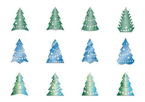 Set of different Christmas trees Stock Illustration