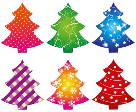 Set of different christmas trees Stock Illustration