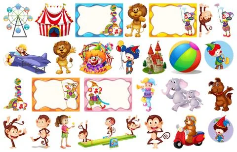 Set of different circus objects Stockillustratie