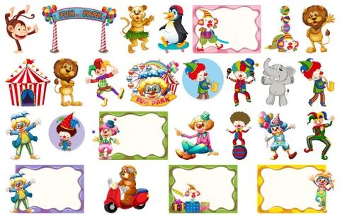 Set of different circus objects Ilustração Stock