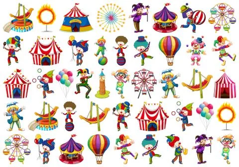 Set of different circus objects Ilustração Stock