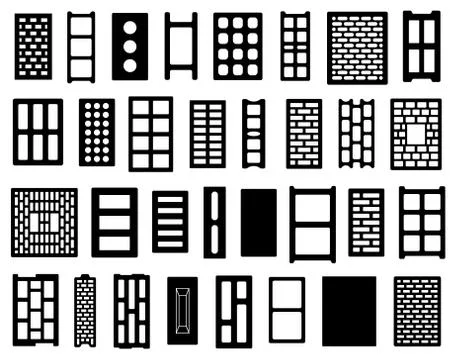 Set of different clay and concrete bricks Ilustración de archivo