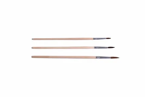 Set of different clean paint brushes isolated on white background Stock Photos