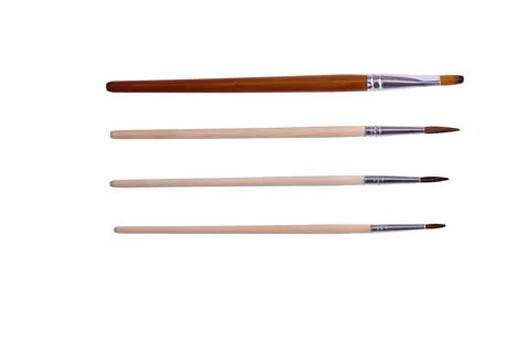 Set of different clean paint brushes isolated on white background Stock Photos