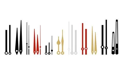 Set of Different Clock Hands, Isolated on White Background Stock Illustration