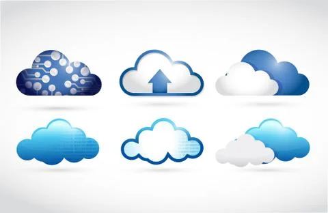 Set of different clouds. cloud computing 库存插图