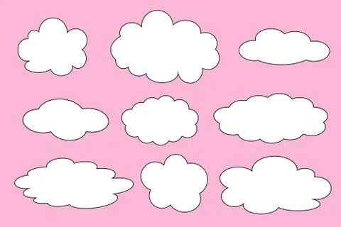Set of different clouds illustration Stock Illustration