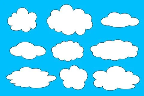 Set of different clouds illustration Stock Illustration