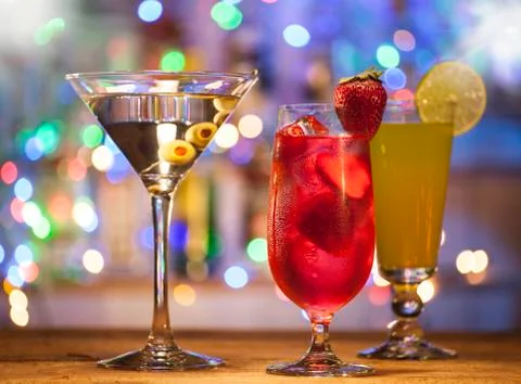 Set with different cocktails Stock Photos